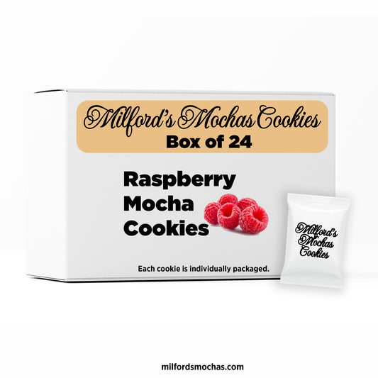 Raspberry Mocha Box of 24 Individually Packaged Cookies.